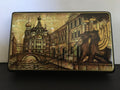 Russian Hand Painted Mother of Pearl Inlay Papier Mache Trinket Box