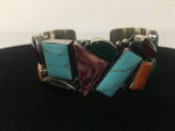 Stunning Handcrafted Eleven Stone Sterling Silver Cuff Bracelet