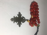 Authentic Ethiopian Coptic Cross and Tribal Pendant Necklace w/ Trade Beads