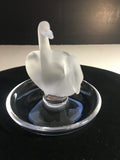 Lalique Frosted Crystal Swans Ring Dish