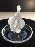 Lalique Frosted Crystal Swans Ring Dish