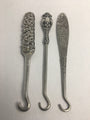 Antique Sterling Silver and Mixed Metal Glove Button Hooks