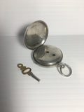 Antique Sterling Silver Watch Case w/ Key Wind Swiss Pocket Watch c. 1885