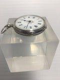Antique Sterling Silver Watch Case w/ Key Wind Swiss Pocket Watch c. 1885