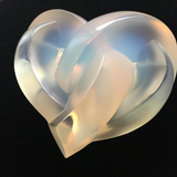 Lovely Lalique Opalescent Crystal Entwined Heart Paperweight