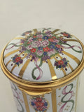 Staffordshire Enamel Pill Box - Hand Painted Floral Motif