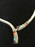 Lovely and Delicate Handcrafted Sterling Silver Inlaid Necklace