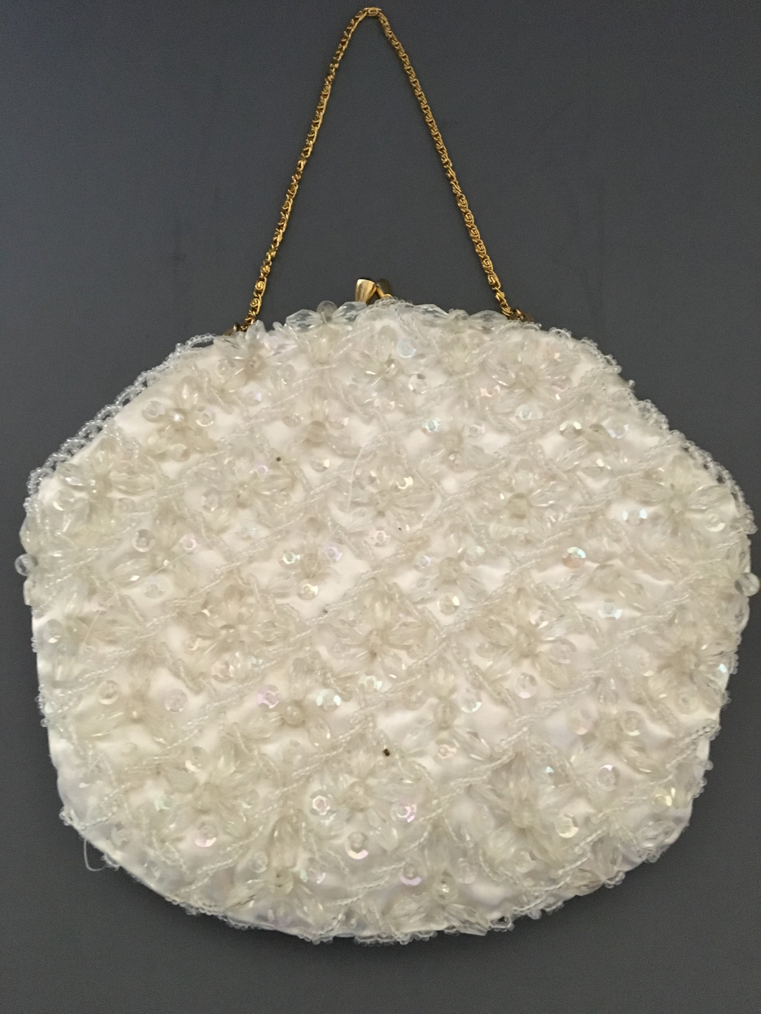 Sold at Auction: Vintage beaded Hand Made Hong Kong White purse