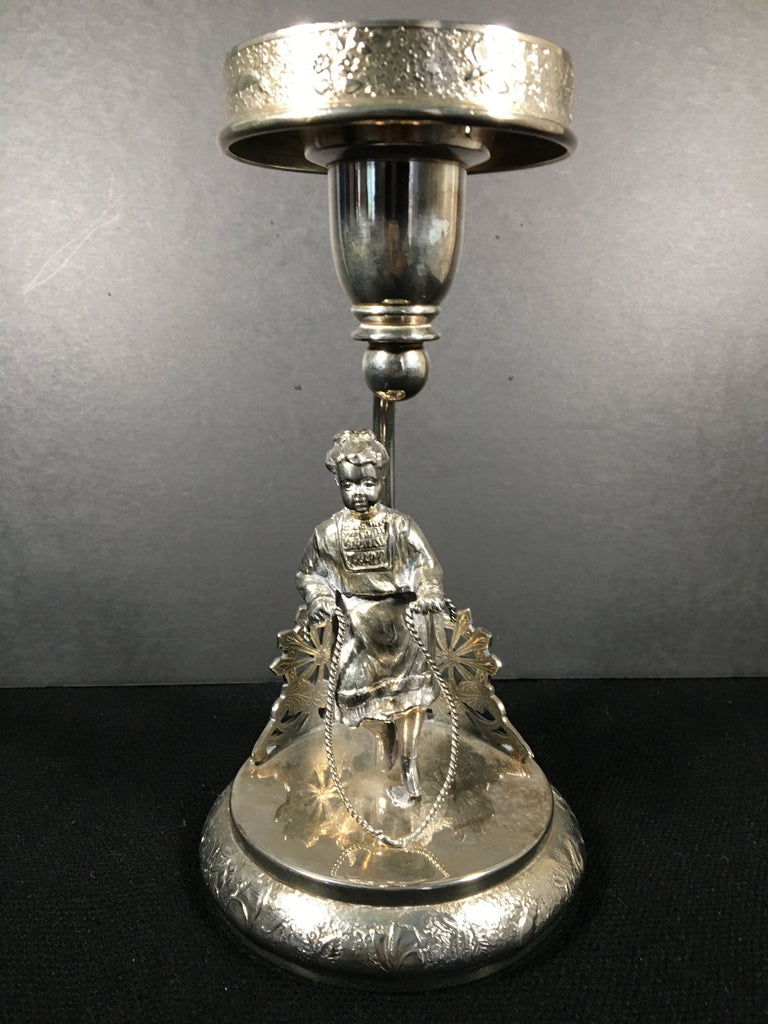 Vintage Figurine Silver Plated Candlestick Holder