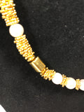Beautiful Gold Star and Flat Bead Necklace w/Faux Pearls