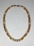 Beautiful Gold Star and Flat Bead Necklace w/Faux Pearls