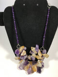 Awesome Handcrafted Citrine Quartz and Amethyst Necklace
