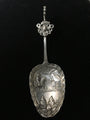 Antique Dutch Solid Silver Decorated Baby Spoon circa 1875