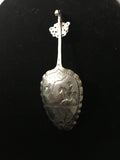 Antique Dutch Solid Silver Decorated Baby Spoon circa 1875