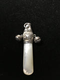 Sterling Silver Baby Whistle/Rattle MOP handle by William Adams Ltd