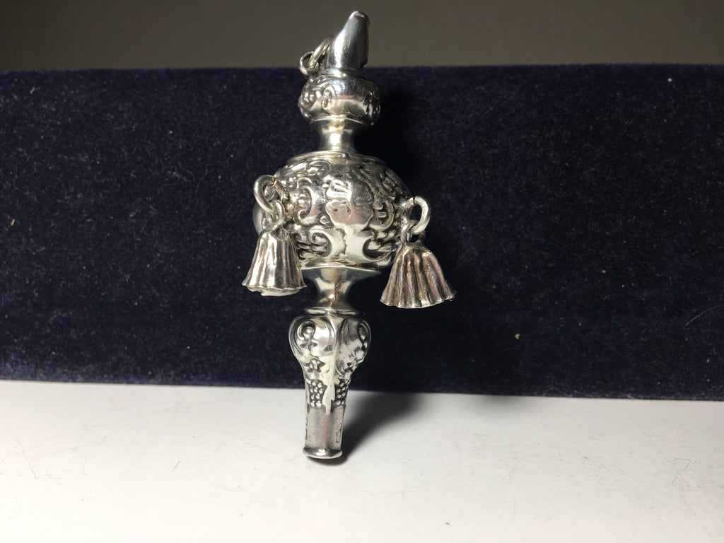 Vintage English Sterling Silver Baby Rattle/Whistle by Crisford & Norris