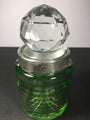 Green Glass Smelling Salts Jar with Sterling Silver Rim