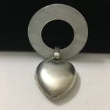 Vintage Sterling Webster Silver Heart w/ Mother of Pearl Ring Rattle