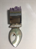 Sterling Silver Pendant w/ Amethyst Quartz and Mother of Pearl by  J. Yates