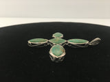 Sterling Silver Cross with Beautiful Green Turquoise Stones