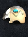 Vintage Sterling Silver Bear Pin with Lovely Turquoise Stone