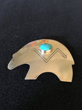 Vintage Sterling Silver Bear Pin with Lovely Turquoise Stone