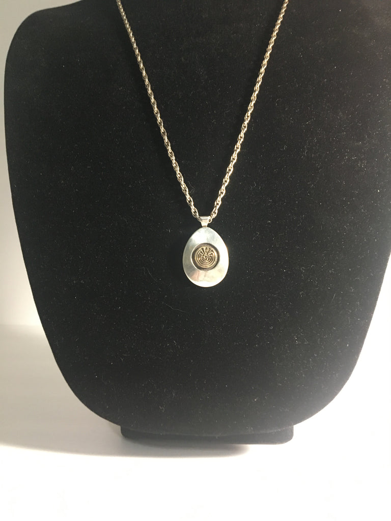 Beautiful Sterling Silver and 14K Gold Pendant Necklace by MM Rogers