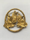 Vintage Brooch of Medieval Maidens Playing Instruments from MFA