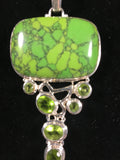 Gaspéite and Peridot Pendant Neclace set in Sterling Silver