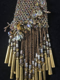 Beautiful Beaded Pouch Necklace w/ Brass Chimes