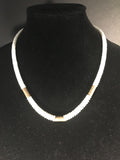 Vintage Clam Shell and Sterling Silver Barrel Bead Necklace
