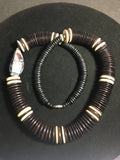 Heishe Style Dark Brown and Tan Disk Necklace