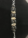 Facheted Black Onyx Bracelet with Natural Raw Sea Pearls