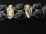 Facheted Black Onyx Bracelet with Natural Raw Sea Pearls