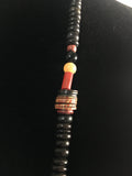 North African Copal Amber Stone and Black Wooden Bead Necklace
