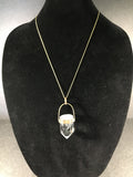 Beautiful Clear Crystal Pendant with Gold Patina on Brass Setting