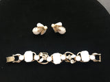 Vintage White Stone Bracelet with Matching Earrings