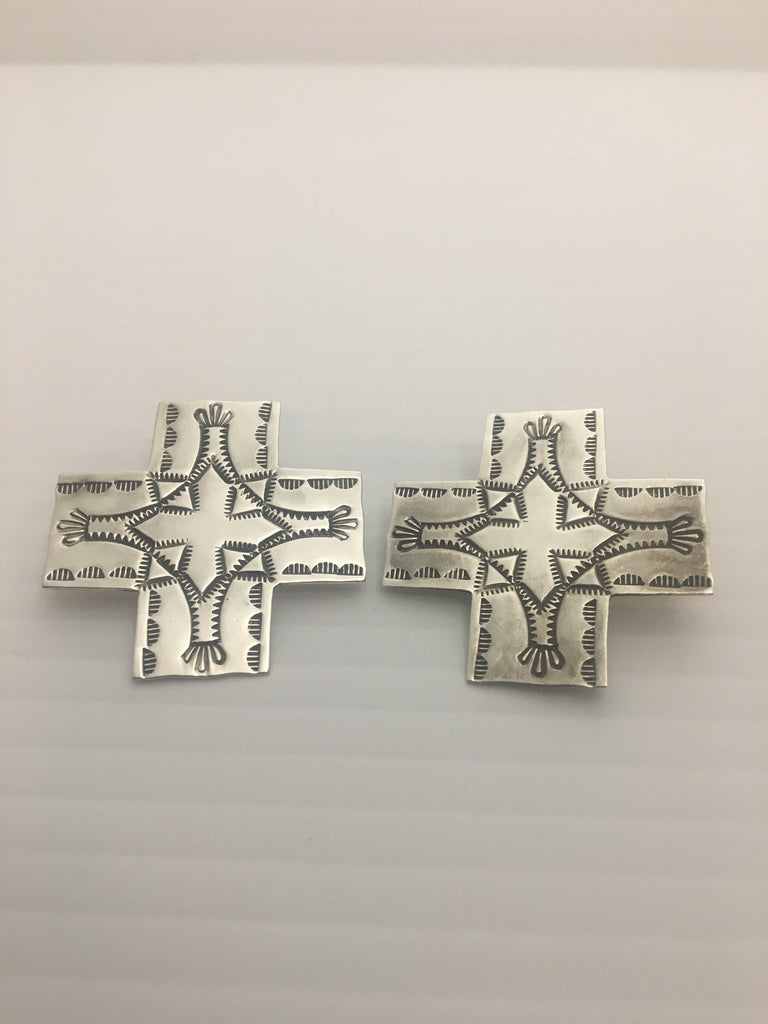 Beautiful Hand Stamped Sterling Silver Cross Earrings