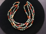 Jadeite and Carnelian Barrel Beads Necklace