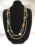 3 Strand Shell Bead and Polished Stones Heishi Necklace