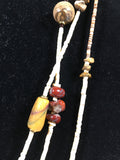 3 Strand Shell Bead and Polished Stones Heishi Necklace