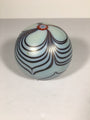 Vintage Light Blue Paperweight with Burgandy Ribbon Design