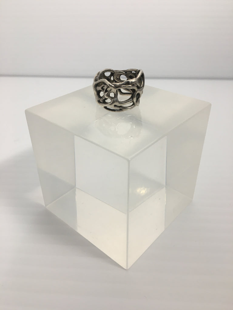 Stylish Sterling Silver Lost Wax Ring