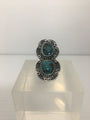 Beautiful Two-Stone Arizona Turquoise and Sterling Silver Ring