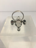 Beautiful Handcrafted Ring with Coral and Quartz Stones set in  Sterling Silver