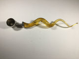 Handcrafted Amber Colored Blown Glass Candle Snuffer w/ Snake Skin Design