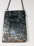 Antique Art Nouveau Styled Sterling Silver Card Case on Chain