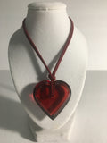 Beautiful Baccarat Signed Ruby Heart Necklace on Ruby Cord