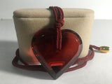 Beautiful Baccarat Signed Ruby Heart Necklace on Ruby Cord