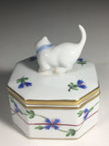Herend Porcelain Trinket Box with Kitten on Top